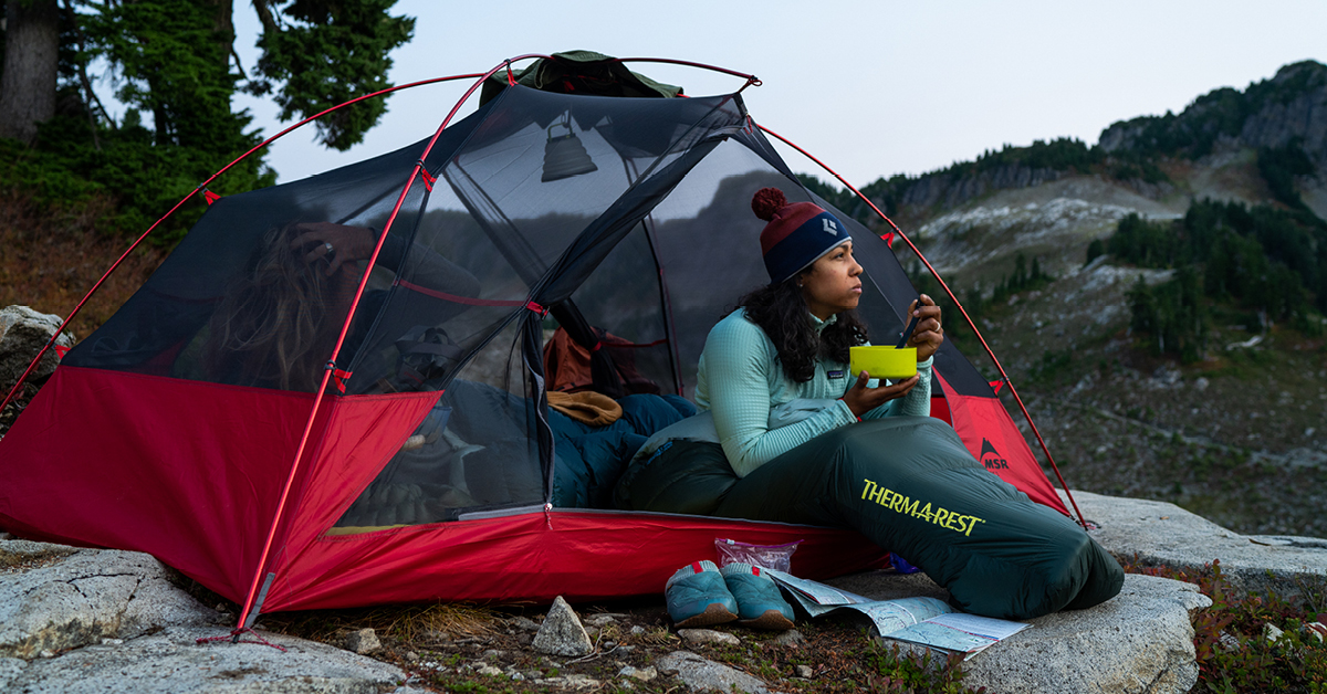 Women in a sleeping bag
